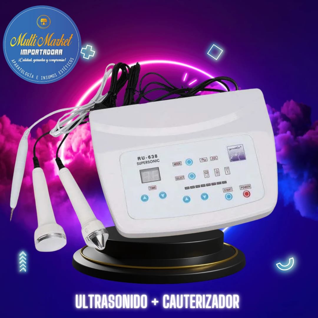 ULTRASONIDO 1-3mhz DE 2 CABEZALES + CAUTERIZADOR MESA
